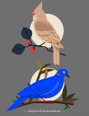 birds species icons red whiskered dove sketch