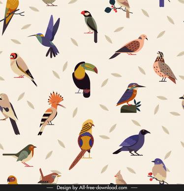 birds species pattern colorful classical decor