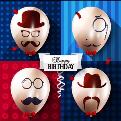 birthday background with funny balloon vector set
