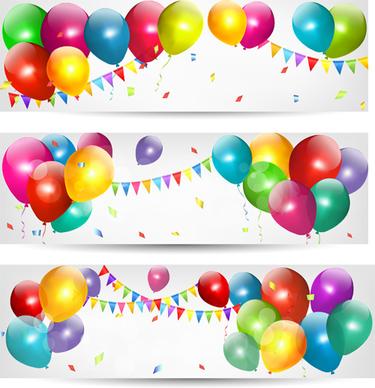 birthday banners colored balloons vector