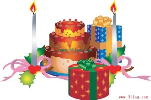 birthday cake candles birthday gifts vector