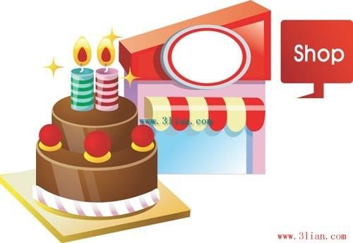 birthday cake candles gifts vector