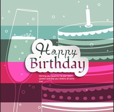birthday cake with cup birthday card vector