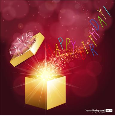 birthday card design with twinkling magical gift box