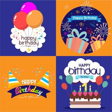 birthday card templates isolated with various styles