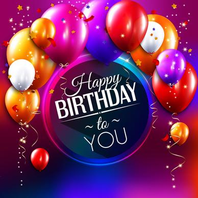 birthday card with colored balloons vector