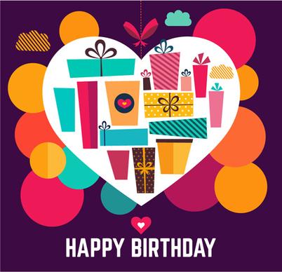 birthday gift with heart background vector