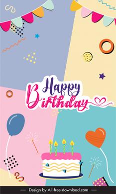 birthday party backdrop template dynamic colorful decorative elements  