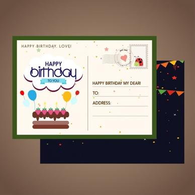 birthday postcard template classical colored decoration