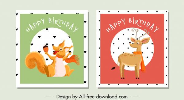 birthday stamp templates stylized squirrel reindeer sketch