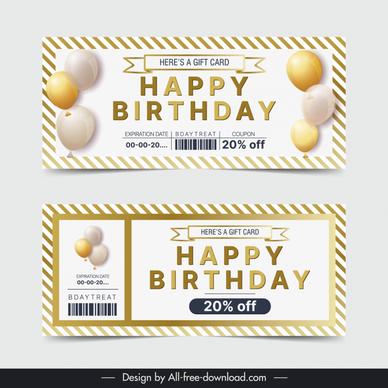 birthday voucher template modern elegant ribbon balloon 