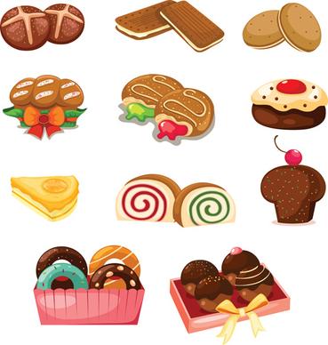 biscuits and cakes set vector