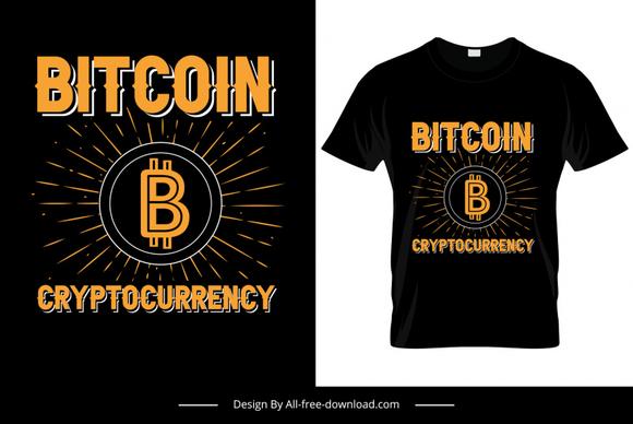 bitcoin cryptocurrency tshirt template dark design round rays texts sketch