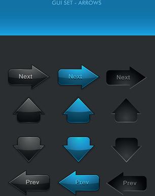 black and blue web button vector set