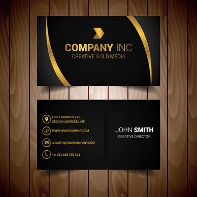 black and gold lined elegant business card