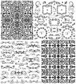 black and white border floral vector