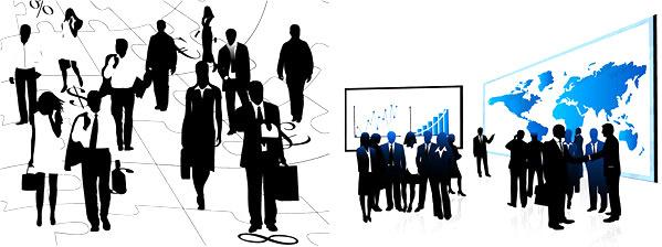 black and white business people vector