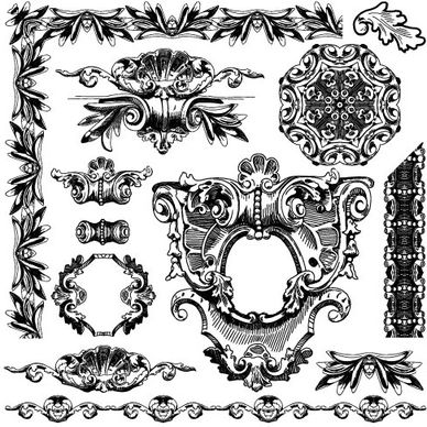 black and white decorative pattern borders vector
