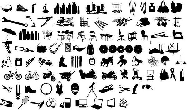 black and white design elements vector series 12 items silhouette