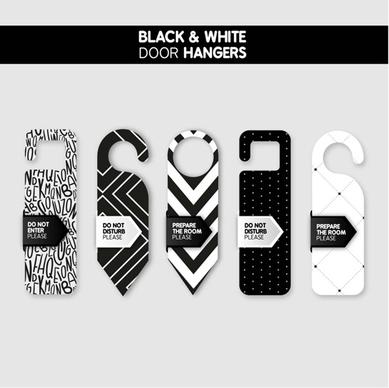 black and white door hangers vector