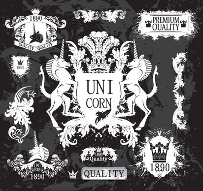 black and white heraldry coat of arms vector