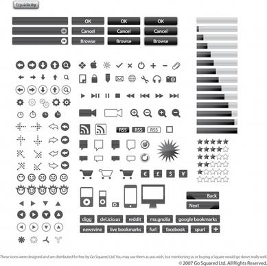 digital ui templates black white flat design