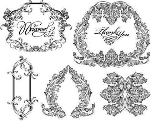 black and white lace pattern 03 vector