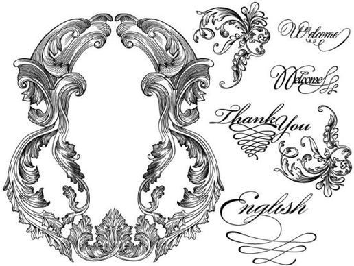 black and white lace pattern 04 vector