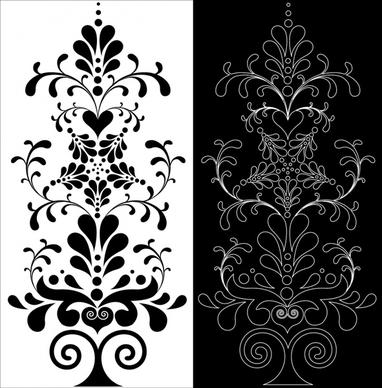 floral pattern retro black white flat decor