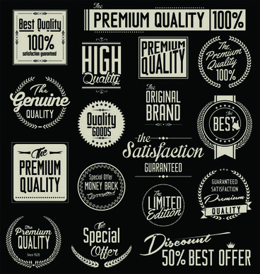black and white sale labels retro style vector