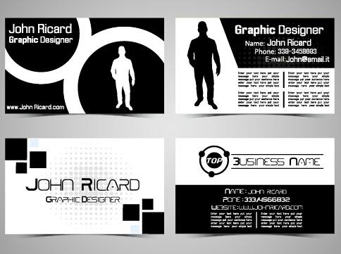 black and white style people business cards vector