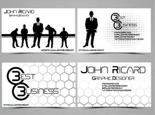 black and white style people business cards vector