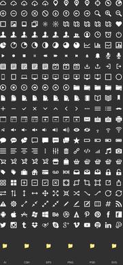 black and white web media icons vector
