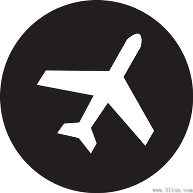 black background airplane icon vector