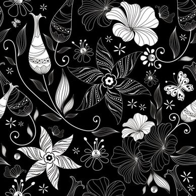 black background floral 03 vector