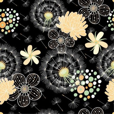 black background floral 04 vector