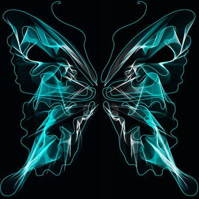 black background with bright butterfly vector graphic