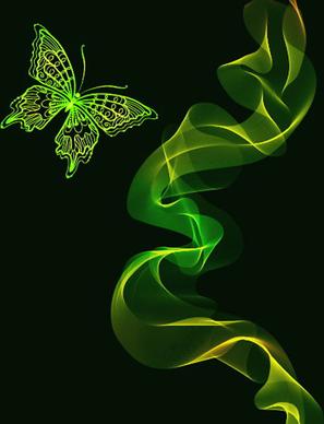 black background with bright butterfly vector graphic