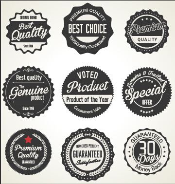 black business labels with badges vector