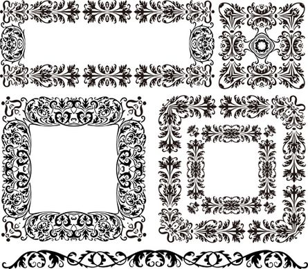 black floral border with frames vector