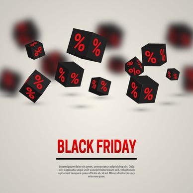 black friday banner 3d cube with percent background