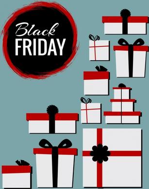 black friday banner various gift boxes ornament