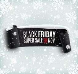 black friday banner with snowflake pattern vector