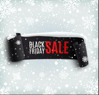black friday banner with snowflake pattern vector