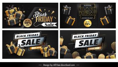 black friday discount banners templates collection dark dynamic elegance