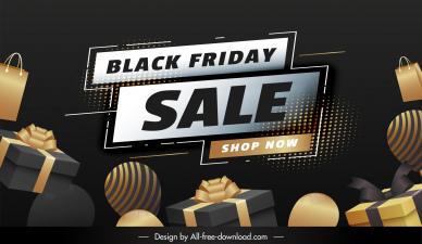 black friday discount poster template elegant dark present shopping bags