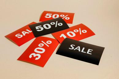 black friday poster percentage tags closeup