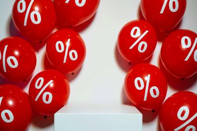 black friday sale banner percentage balls closeup