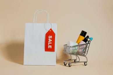 black friday sale banner picture trolley shopping bag goods decor
