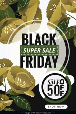 black friday sale poster elegant classic botanical decor